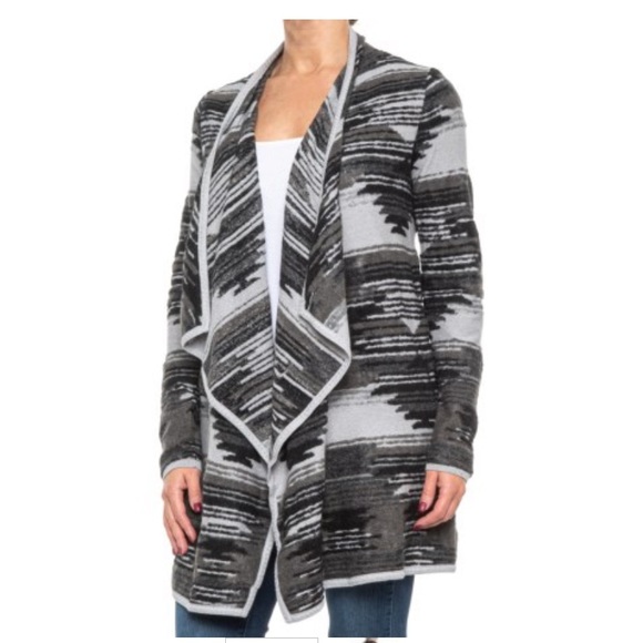 Lucky Aztec Print Open Front Drape Cardigan Sweater, Large - Picture 2 of 6